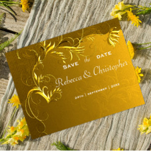Postal De Anuncios Elegante Boda de Oro salva la fecha