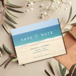 Postal De Anuncios Elegante Boda De Playa Salvar La Fecha<br><div class="desc">Elegante y simple boda en la playa ahorra las postales de cita para tu boda en la playa de destino. Agregue sus detalles a la parte delantera y trasera de la tarjeta utilizando la plantilla.</div>