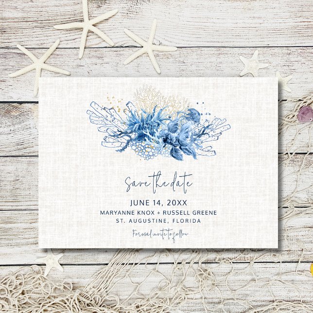 Postal De Anuncios Elegante boda en la playa de Florida salva la fech (Elegant Florida Beach Wedding Save the Date)