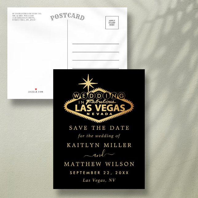 Postal De Anuncios Elegante Boda en Las Vegas Guarde la Fecha (Subido por el creador)