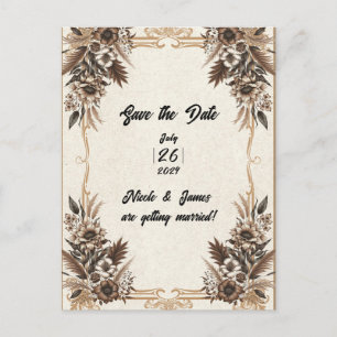 Postal De Anuncios Elegante Boda floral bohemia vintage Save Date
