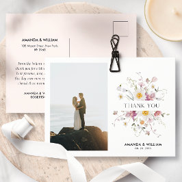 Postal De Anuncios Elegante Boda Floral Gracias Postcard