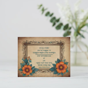 Postal De Anuncios Elegante Boda floral vintage