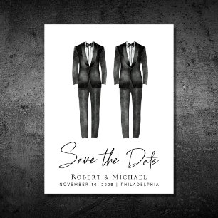 Postal De Anuncios Elegante Boda gay Tuxedo