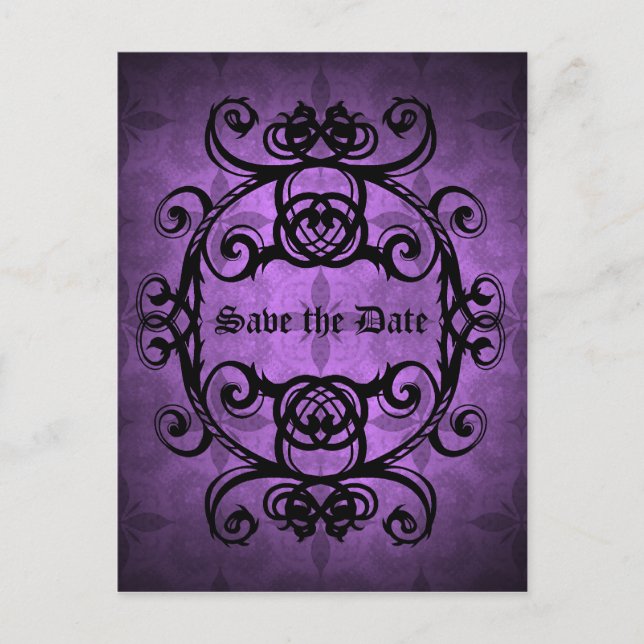 Postal De Anuncios Elegante boda guardar la fecha (Anverso)