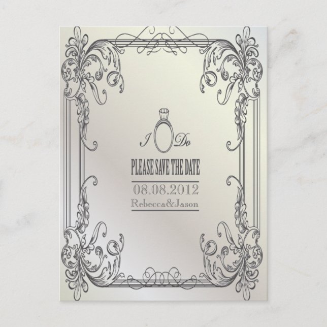 Postal De Anuncios elegante boda moderna de swirls excepto la fecha (Anverso)