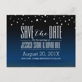 Postal De Anuncios Elegante boda nocturna azul estrellada salva la fe