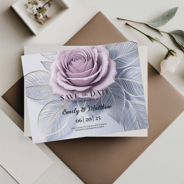 Postal De Anuncios Elegante Boda Rosa Lavender Salva La Fecha (Subido por el creador)