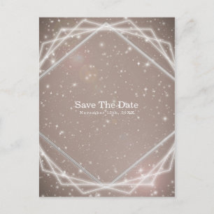 Postal De Anuncios Elegante Brillo Moderno Geométrico Save the Date