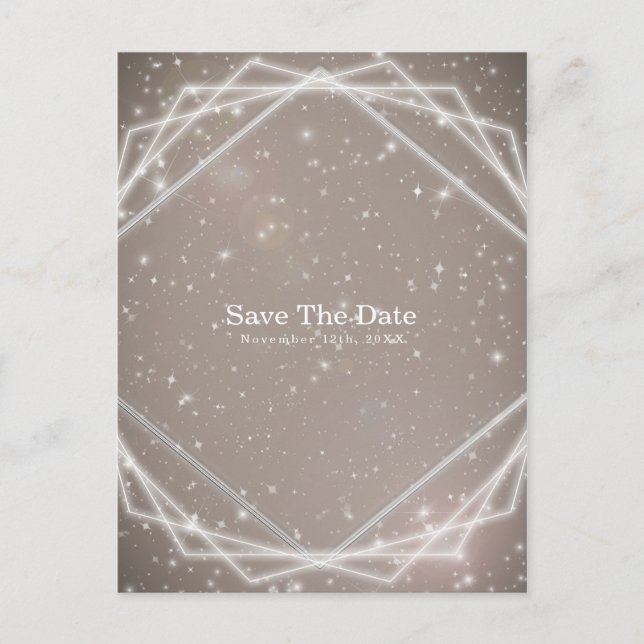 Postal De Anuncios Elegante Brillo Moderno Geométrico Save the Date (Anverso)
