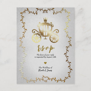 Postal De Anuncios Elegante Carruaje de Oro Libro de Historias Boda R