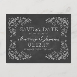 Postal De Anuncios Elegante Chalkboard Filigree Wedding Save the Date
