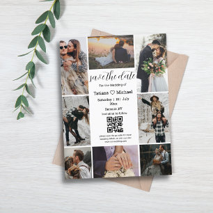 Postal De Anuncios elegante collage de 8 fotos código qr save the dat