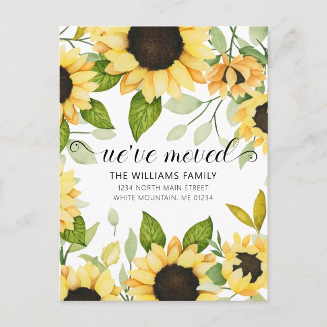 Postal De Anuncios  Elegante color amarillo girasol floral (Anverso)