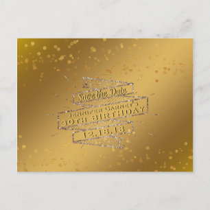 Postal De Anuncios Elegante cumpleaños dorado salva la fecha