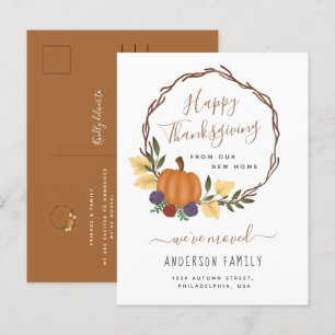 Postal De Anuncios Elegante Día de Acción de Gracias Calabaza Otoño W