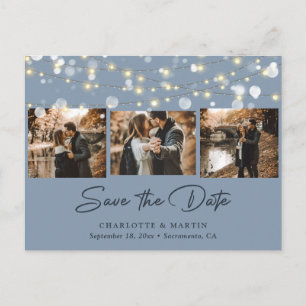 Postal De Anuncios Elegante Dusty Blue Photo Wedding Salven La Fecha