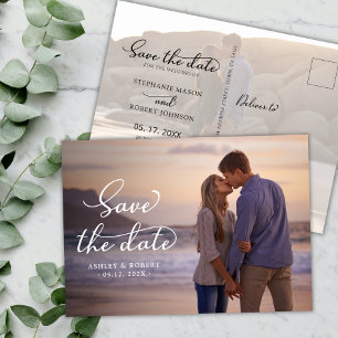 Postal De Anuncios Elegante Estilo Guión Fotomático Boda Guardar La F