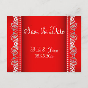 Postal De Anuncios Elegante estilo rojo y plateado   Personalizar