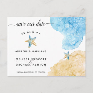 Postal De Anuncios Elegante Estrella de Mar Acuarela Costera Salva Nu