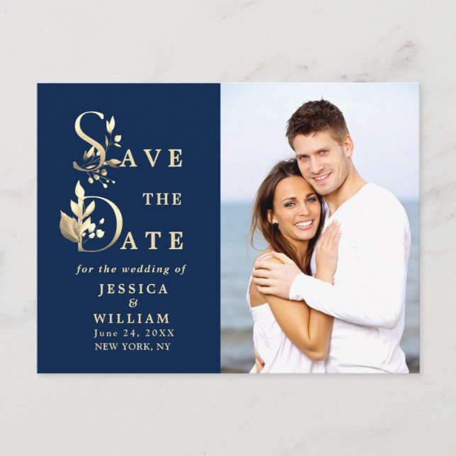 Postal De Anuncios Elegante Eucalyptus FOTO Wedding Save the Date (Anverso)
