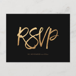 Postal De Anuncios Elegante Faux Gold RSVP con COMIDAS