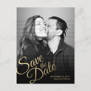 Postal De Anuncios Elegante Faux Gold Save the Date Photo Postcard