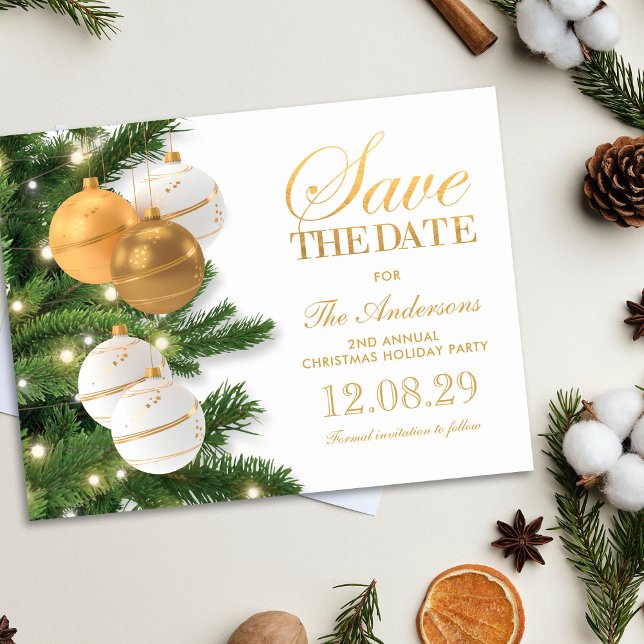 Postal De Anuncios Elegante fiesta de Navidad Save the Date (Subido por el creador)