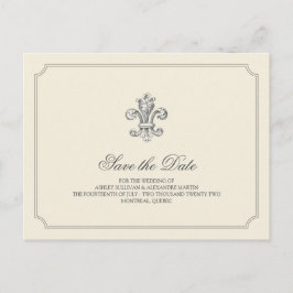 Postal De Anuncios Elegante Fleur de Lis Guardar la fecha