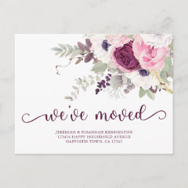 Postal De Anuncios Elegante Floral Acuarela Nos hemos mudado Nueva Di