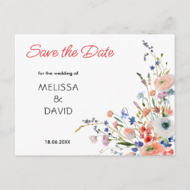 Postal De Anuncios Elegante Floral Boda Guardar la Fecha