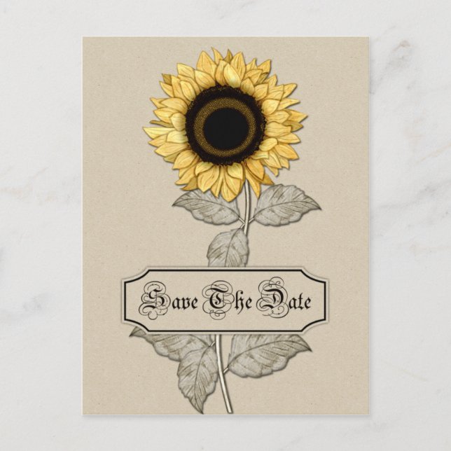 Postal De Anuncios Elegante Fondo De Girasol Amarillo Tan Salvar El (Anverso)