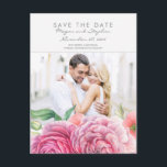 Postal De Anuncios Elegante foto color rosa Floral Guardar fecha<br><div class="desc">Flores rosas acuarela elegante foto guardar las postales de fecha</div>
