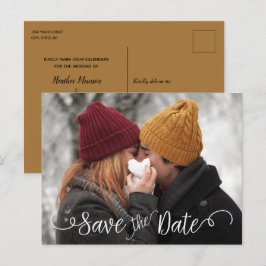 Postal De Anuncios Elegante Foto de Boda Moderna Blanca para Guardar