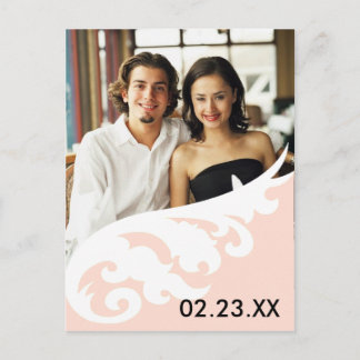 Postal De Anuncios Elegante foto de diseño rosa blanco salva las fech