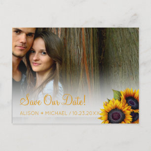 Postal De Anuncios Elegante foto de girasoles rústicos para guardar f