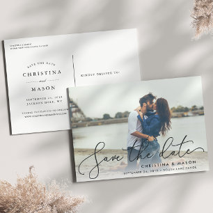 Postal De Anuncios Elegante   Foto Guardar la fecha