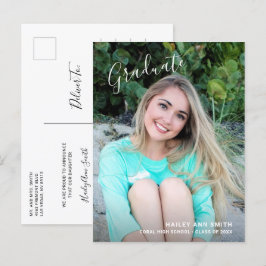 Postal De Anuncios Elegante Foto Moderna Graduación Simple