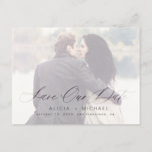 Postal De Anuncios Elegante fotografía de boda con caligrafía para gu