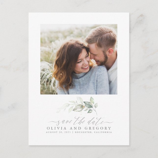 Postal De Anuncios Elegante fotografía romántica de Greenery para sal (Anverso)