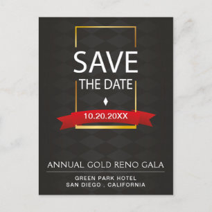 Postal De Anuncios Elegante Gala Negra Y Oro Salvar La Fecha