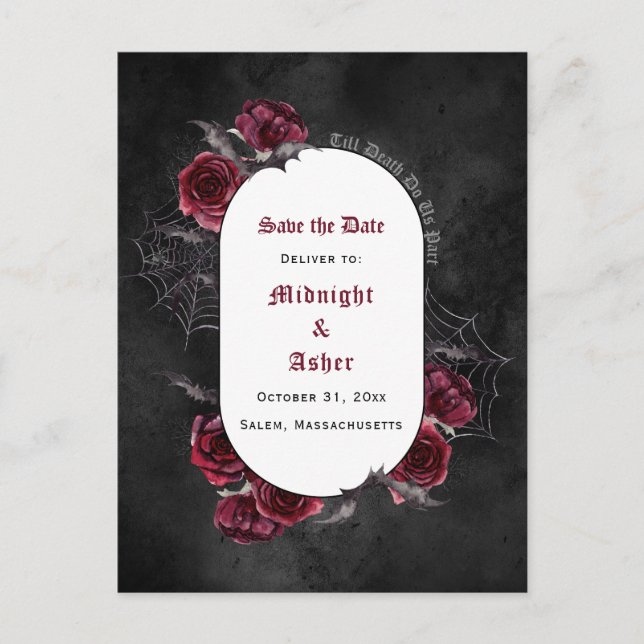 Postal De Anuncios Elegante Gótico Hasta que la Muerte nos Separe Avi (Anverso)