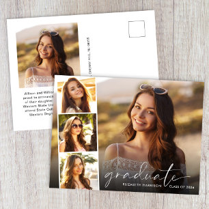 Postal De Anuncios Elegante Graduación de franja fotográfica con escr