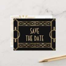 Elegante Gran Gatsby Art Deco Guardar las fechas