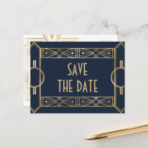 Postal De Anuncios Elegante Gran Gatsby Art Deco Guardar las fechas