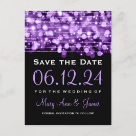 Postal De Anuncios Elegante Guardar El Fiesta De Fecha Esparce Morado