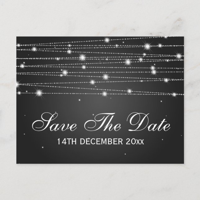 Postal De Anuncios Elegante Guardar La Fecha De Las Líneas De Esparci (Anverso)