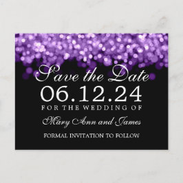 Postal De Anuncios Elegante guardar la fecha luces púrpuras