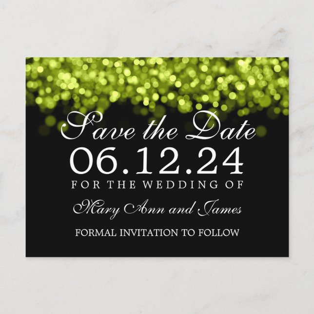 Postal De Anuncios Elegante guardar la fecha Luces Verdes (Anverso)
