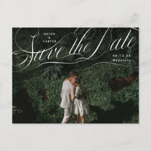 Postal De Anuncios Elegante guión Flourishing Photo Save the Date